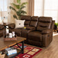 Beasley Reclining Loveseat - Modern Distressed Brown Faux Leather 2-Seater Sofa for Living Room Comfort and Style