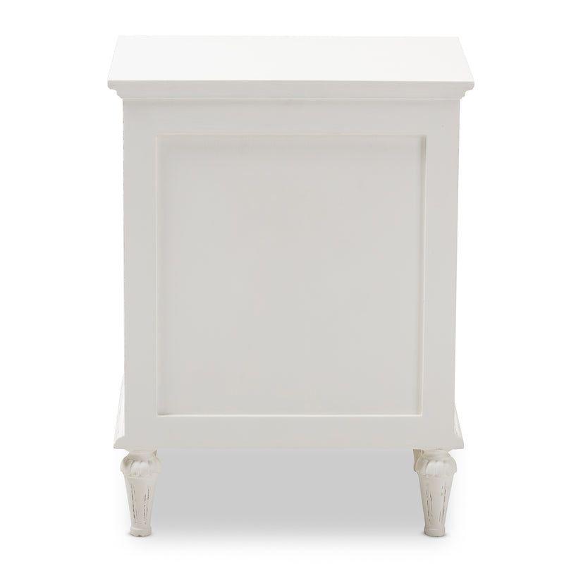 Venezia Nightstand French-Inspired Rustic Whitewash Wood 3-Drawer Storage Solution for Bedroom Decor