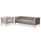 Zanetta Sofa Set Glam and Luxe Gray Velvet Upholstered Gold Finished 2-Piece Lounge Chair