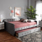 Jona Daybed - Modern and Contemporary Transitional Grey Velvet Fabric Upholstered with Button Tufting and Trundle