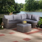 Pamela Outdoor Patio Set - Modern 4-Piece Woven Rattan Furniture with Grey Upholstery and Brown Finish