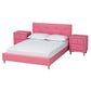 Barbara Contemporary Glam Full Size 3-Piece Bedroom Set in Pink Faux Leather, Stylish Modern Design for Chic Decor