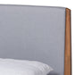 Lenora King Size Platform Bed - Mid-Century Modern Grey Fabric Upholstery with Walnut Brown Wood Frame