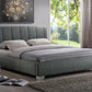 Marzenia Queen Size Bed in Contemporary Grey Fabric with Modern Design and Comfortable Upholstery