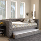 Anabella Daybed - Modern and Contemporary Grey Fabric Upholstered with Trundle