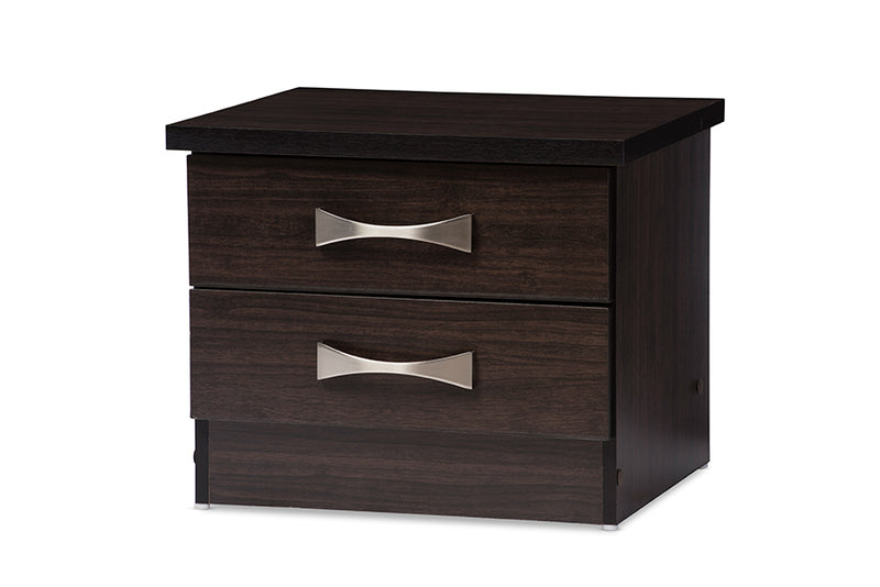 Colburn Nightstand - Modern and Contemporary 2-Drawer Dark Brown Finish Wood Storage Bedside Table