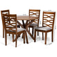 Mila 5-Piece Dining Set - Modern Grey Fabric Chairs with Walnut Brown Finished Wood Table