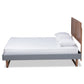 Allegra Platform Bed - Mid-Century Modern Dark Grey Fabric Upholstered with Ash Walnut Brown Finish