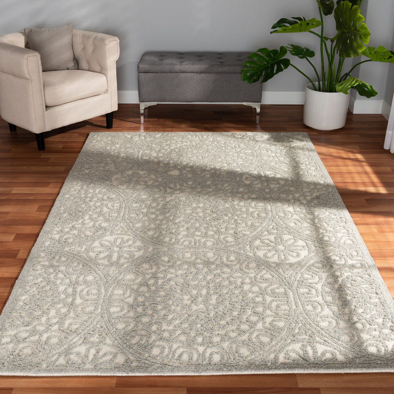 Borneo Area Rug Modern Hand-Tufted Grey Wool Design for Stylish Home Décor