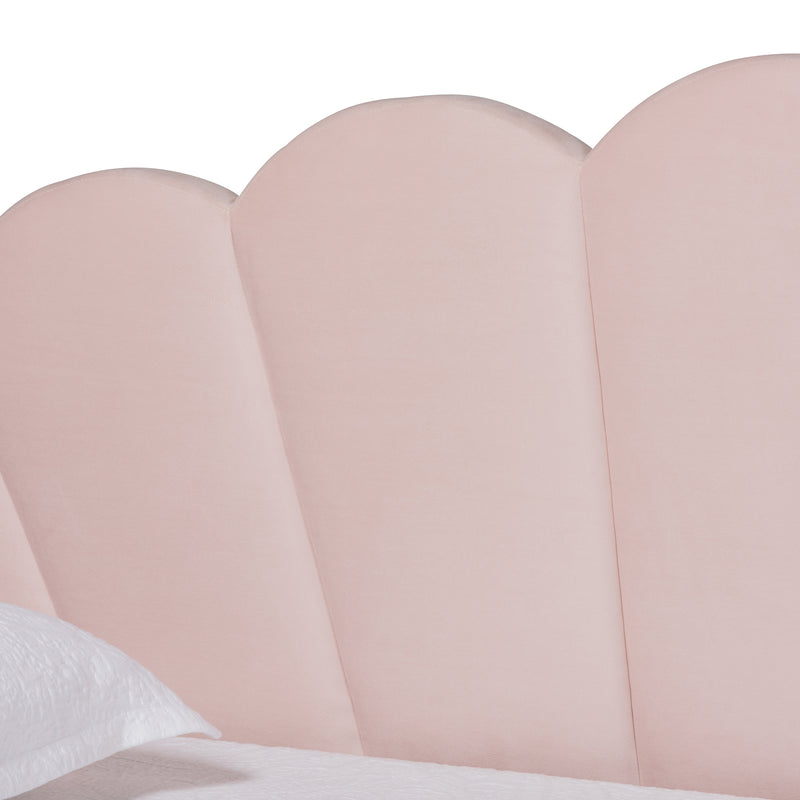 Timila Daybed - Modern and Contemporary Light Pink Velvet Fabric Upholstered with Trundle