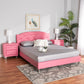 Canterbury Bedroom Set - Contemporary Glam Pink Faux Leather Upholstered 3-Piece