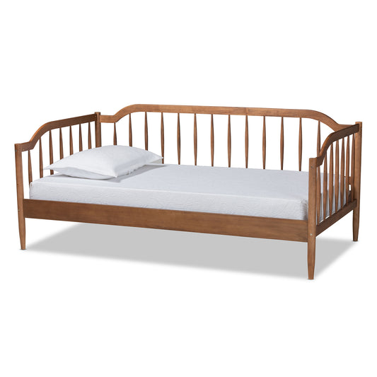 Parson Classic Twin Size Daybed Mid-Century Modern Design in Walnut Brown Finished Wood