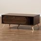 Edel Coffee Table Mid-Century Modern Walnut Brown with Gold Finished Wood Accents