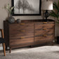 Lena Mid-Century Modern Dresser Walnut Brown 6-Drawer Wood Storage Cabinet for Bedroom or Living Room