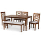 Lanier 6-Piece Dining Set Modern Grey Fabric Upholstered Chairs with Walnut Brown Finished Wood Table