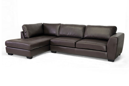 Orland Sectional Sofa Set Brown Leather Modern with Left Facing Chaise