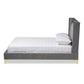 Valery Platform Bed - Modern and Contemporary Dark Gray Velvet Fabric with Gold-Finished Legs