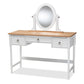 Sylvie Classic Vanity Table White 3-Drawer Wood Design with Mirror for Elegant Bedroom Decor