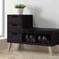 Arielle Shoe Storage Bench Modern and Contemporary Dark Brown Wood 3-drawer Padded Leatherette Seating with Two Open Shelves