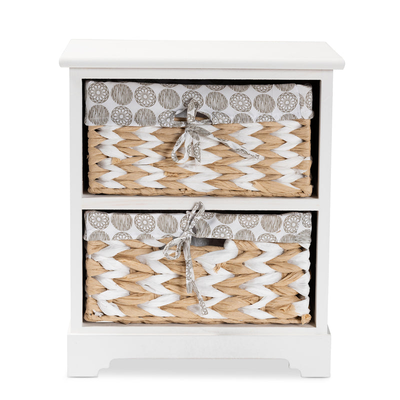 Rianne Storage Unit Modern White Finished Wood with 2 Baskets for Organized Living and Stylish Home Décor