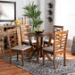 Ariane 5-Piece Dining Set in Modern Style with Grey Fabric Upholstery and Walnut Brown Wood Finish