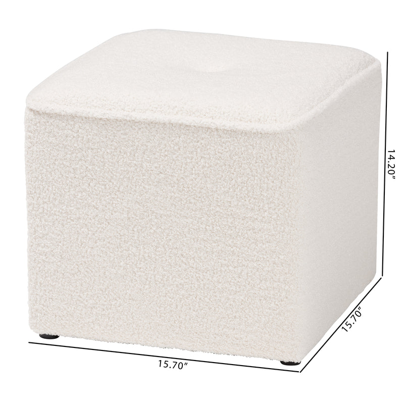 Isaiah Modern Ottoman Contemporary Ivory Boucle Upholstered Footrest for Stylish Living Spaces