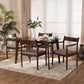 Coretta Dining Set Mid-Century Modern Cream Fabric and Dark Brown Finished Wood 5-Piece