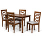 Mirna 5-Piece Dining Set - Modern Grey Fabric Chairs with Walnut Brown Finished Wood Table