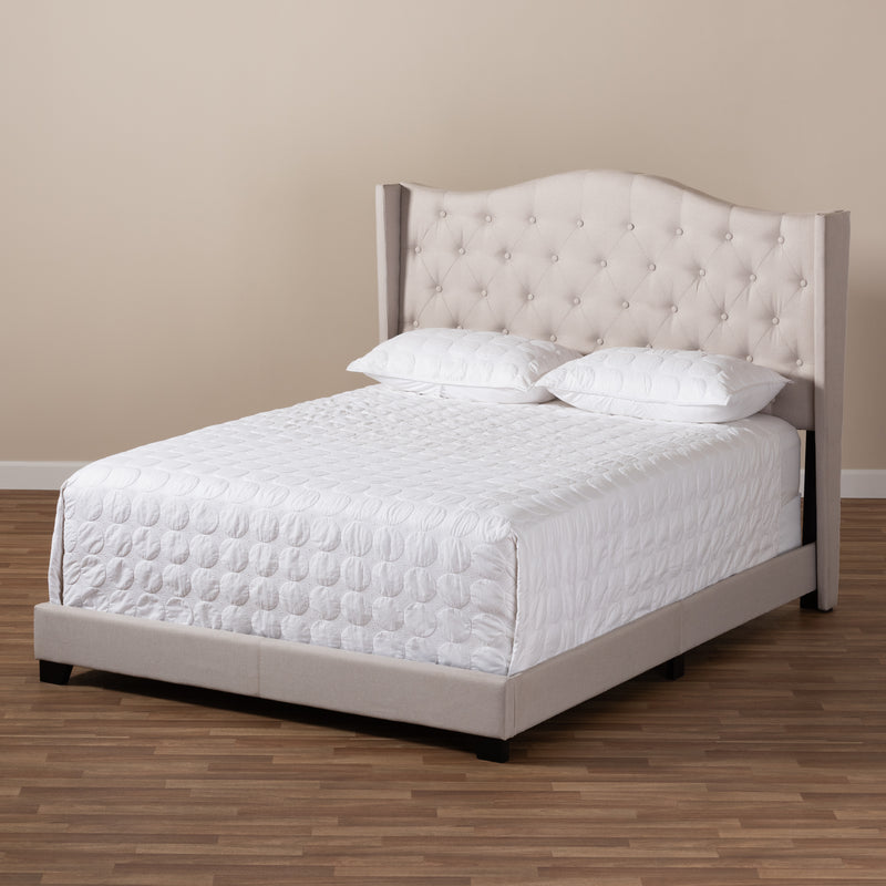 Alesha Bed - Modern and Contemporary Beige Fabric Upholstered