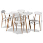 Wayne 5-Piece Dining Set in Modern Contemporary Style with White and Walnut Finished Metal