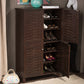 Winda Storage Cabinet Modern and Contemporary 4-Door Dark Brown Wooden Entryway Shoes