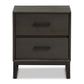 Parris Nightstand Rustic Grey Wood and Black Metal 2-Drawer Bedroom Furniture with Modern Design