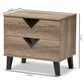 Swanson Light Brown Wood Nightstand with 2 Drawers for Modern Bedroom Storage and Contemporary Design