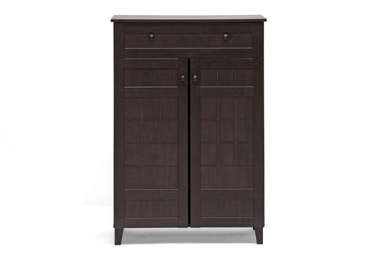 Glidden Shoe Cabinet Dark Brown Wood Modern Tall