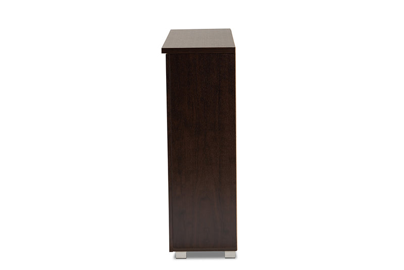 Adalwin Modern and Contemporary 3-Door Dark Brown Wooden Entryway Shoes Storage Cabinet