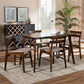 Eleri Dining Set Mid-Century Modern Transitional Light Beige Fabric Upholstered Walnut Brown Finished Wood 5-Piece