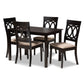 Lucie Dining Set Modern Contemporary Grey Fabric Upholstered Espresso Brown Finished 5-Piece Wood