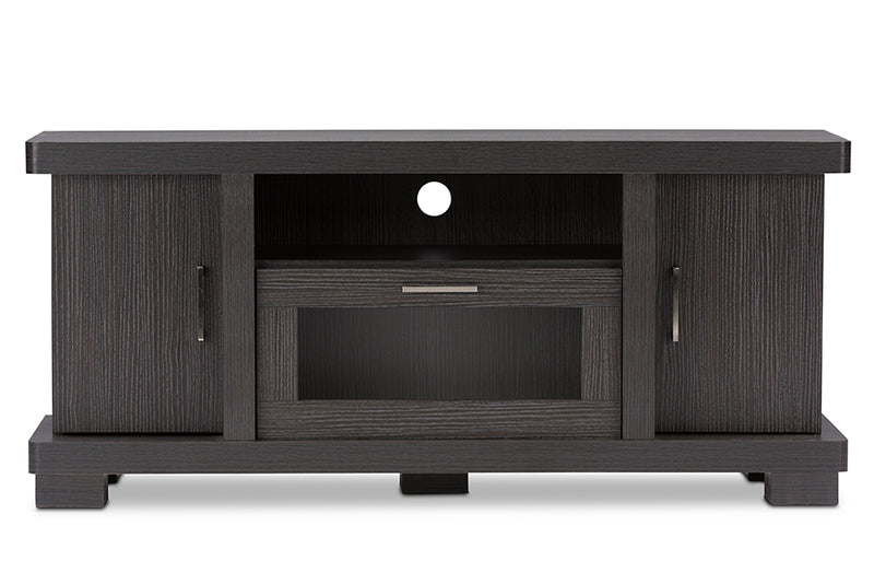 Viveka TV Cabinet 47-Inch Greyish Dark Brown Wood with 2 Doors