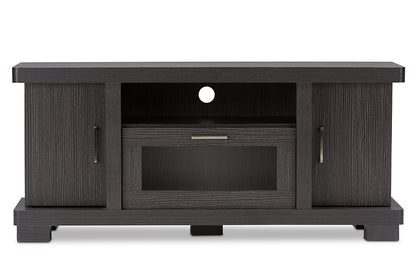 Viveka TV Cabinet 47-Inch Greyish Dark Brown Wood with 2 Doors