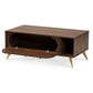 Edel Coffee Table Mid-Century Modern Walnut Brown with Gold Finished Wood Accents