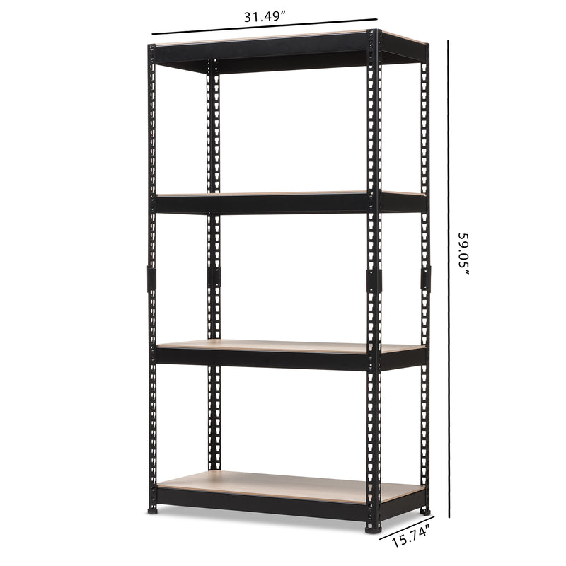 Cody Black Metal 4-Shelf Storage Rack - Versatile Shelving Unit for Home, Office, or Garage Organization