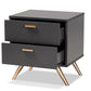 Kelson Nightstand Modern Dark Grey and Gold Finished Wood 2-Drawer Nightstand for Bedroom Storage and Style