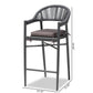 Wendell Outdoor Bar Stool Modern Contemporary Design Grey Finished Rope Metal Construction Stylish Patio Seating