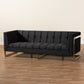 Ambra Glam Sofa Luxe Black Velvet Upholstered Button Tufted with Gold-Tone Frame