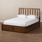 Raurey Storage Platform Bed - Modern and Contemporary Walnut Finish