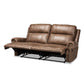 Buckley Reclining Sofa Modern Light Brown Faux Leather Upholstered 2-Seater Couch for Stylish Living Rooms