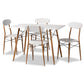 Wayne 5-Piece Dining Set in Modern Contemporary Style with White and Walnut Finished Metal