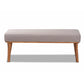 Odessa Dining Bench Mid-Century Modern Design Grey Fabric Upholstery Walnut Brown Finished Wood