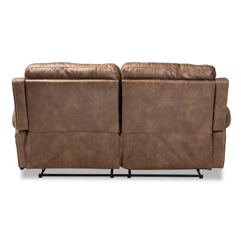 Buckley Reclining Sofa Modern Light Brown Faux Leather Upholstered 2-Seater Couch for Stylish Living Rooms