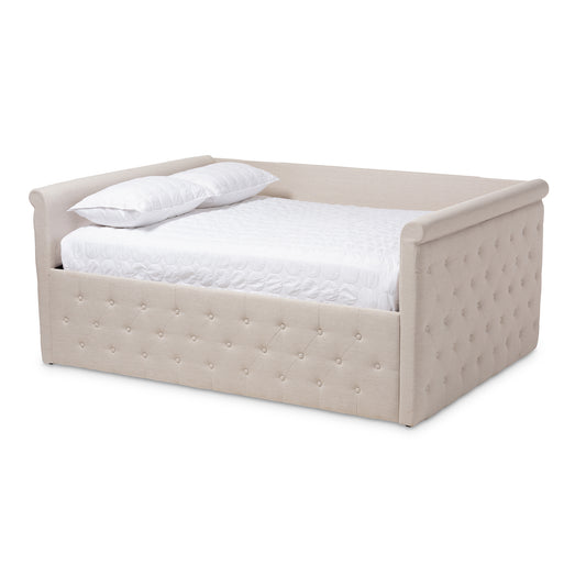 Amaya Daybed - Modern and Contemporary Light Beige Fabric Upholstered